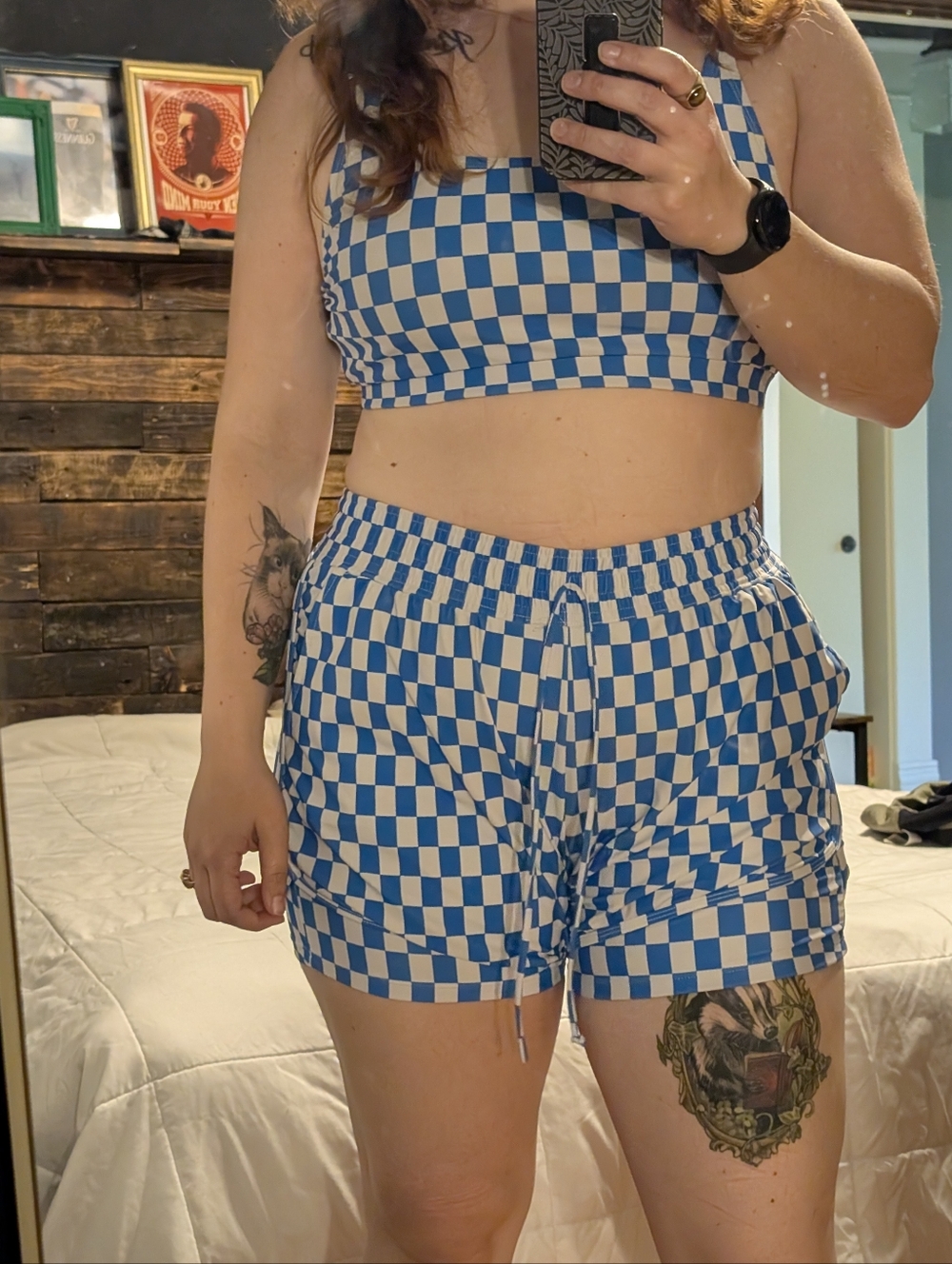 Blue Checkerboard SeaFancy Two piece women's Swimsuit